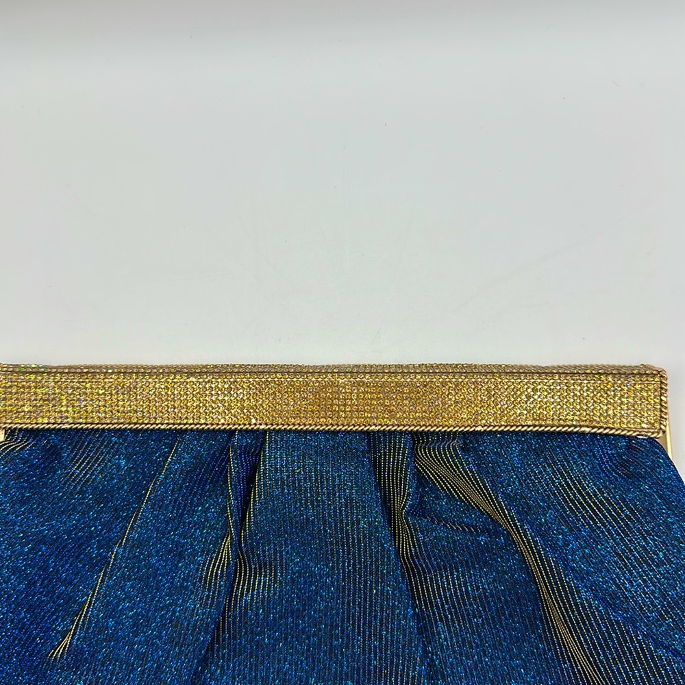 Blue sparkling evening clutch with crystals - Picture 10 of 14